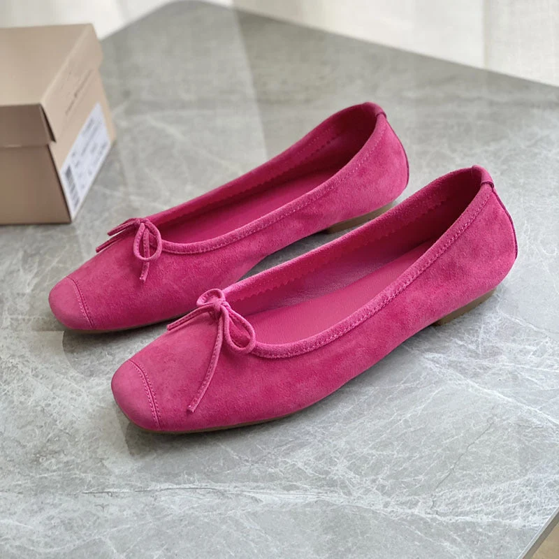 Damen Flache Ballerinas mit zierlichem Schleifenakzent
