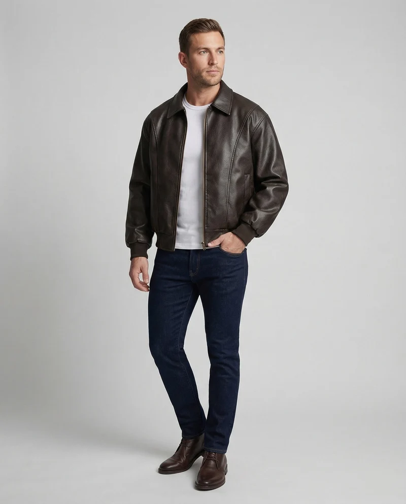 Herren Premium Leder Bomberjacke