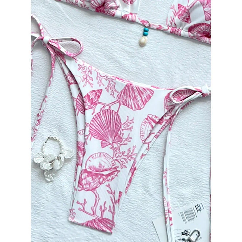 Damen Strand-Bikini-Set mit verstellbaren Trägern und maritimen Accessoires