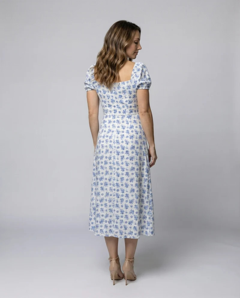Damen gNord Taschenlümtes Midikleid im Prairie-Look