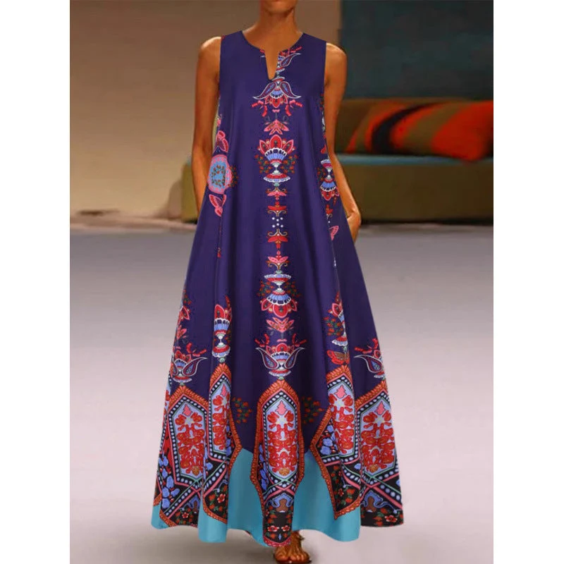 Damen Maxikleid mit elegantem floralem Design und seitlichen Taschen Nord Taschen