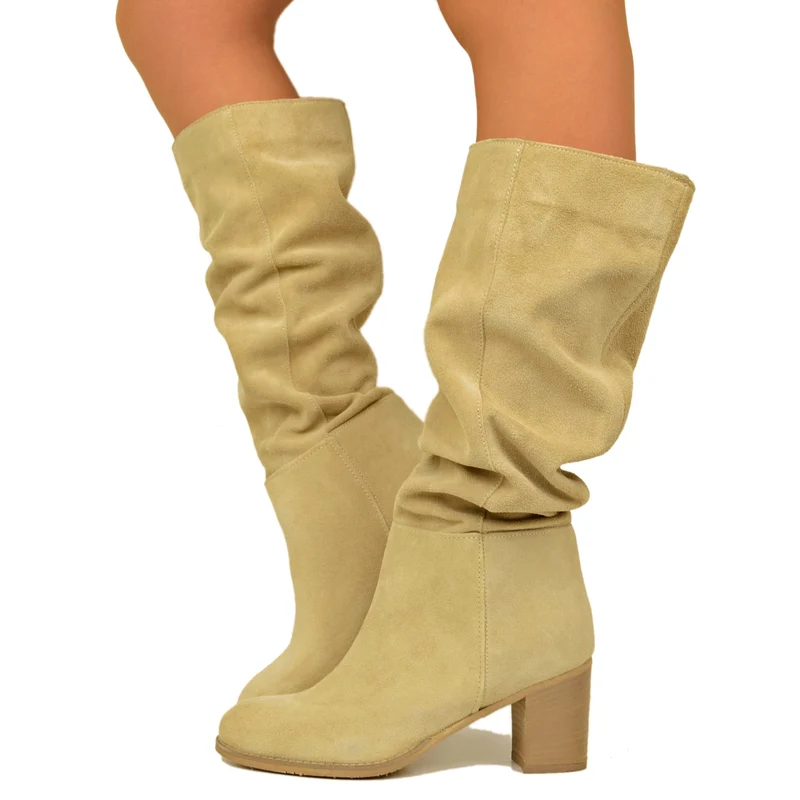 Stivali Beige Morbidi Sfoderati