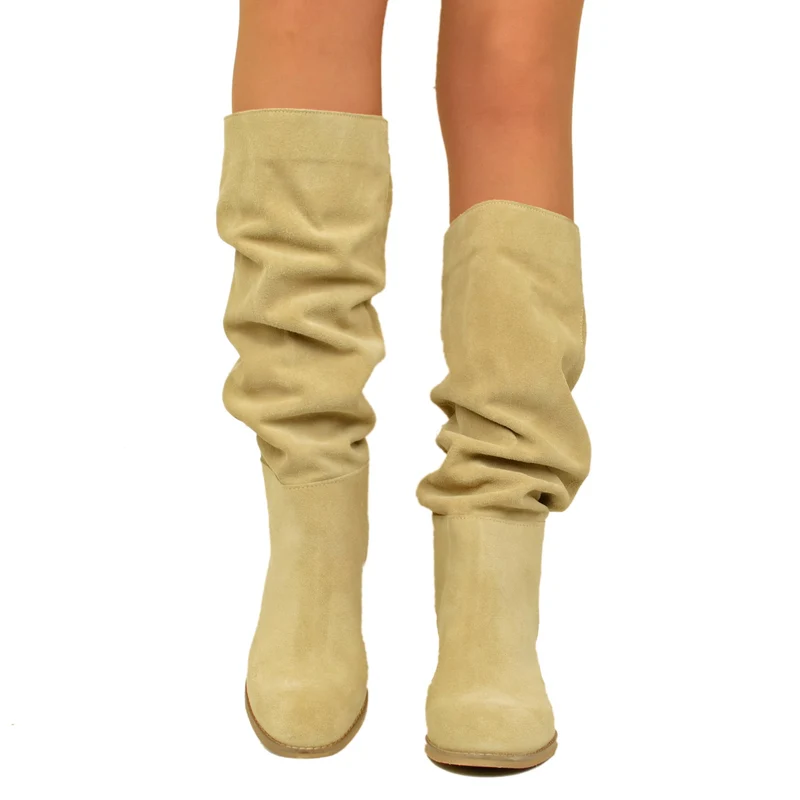 Stivali Beige Morbidi Sfoderati