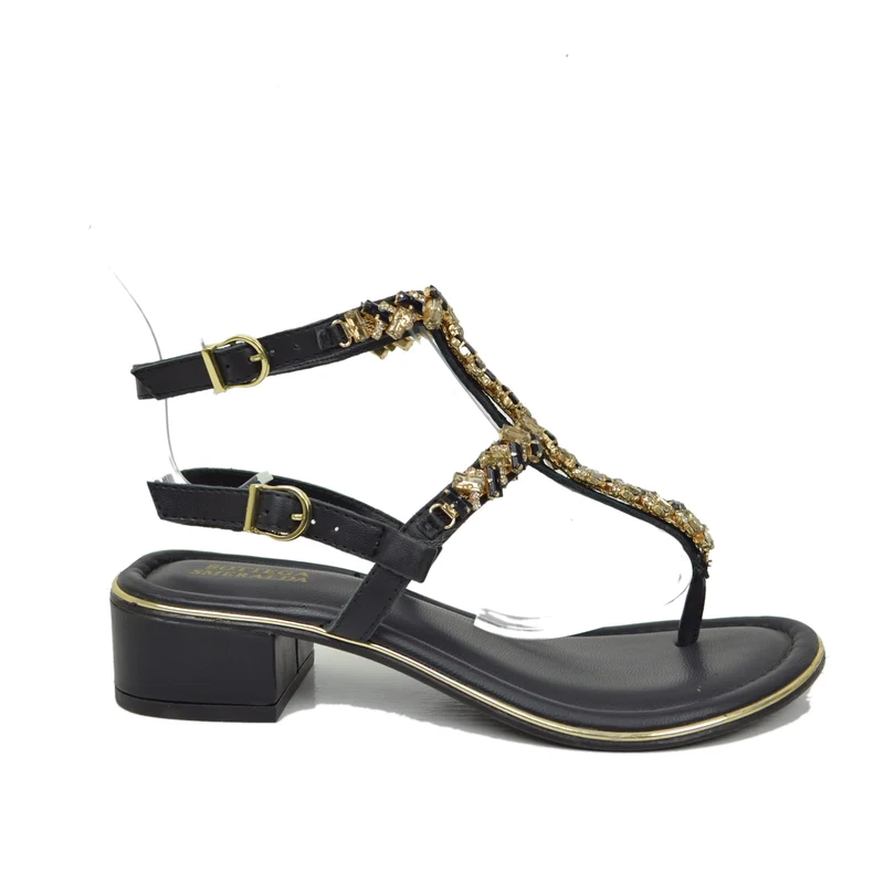 Sandali Gioiello Infradito Donna con Strass e Pietre in Pelle Vero Cuoio Bottega Smeralda