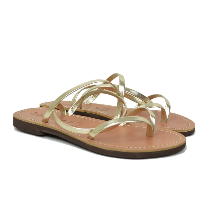 Sandali Infradito Oro Suoletta Microporosa e Vero Cuoio Ultraleggeri by Kikkiline