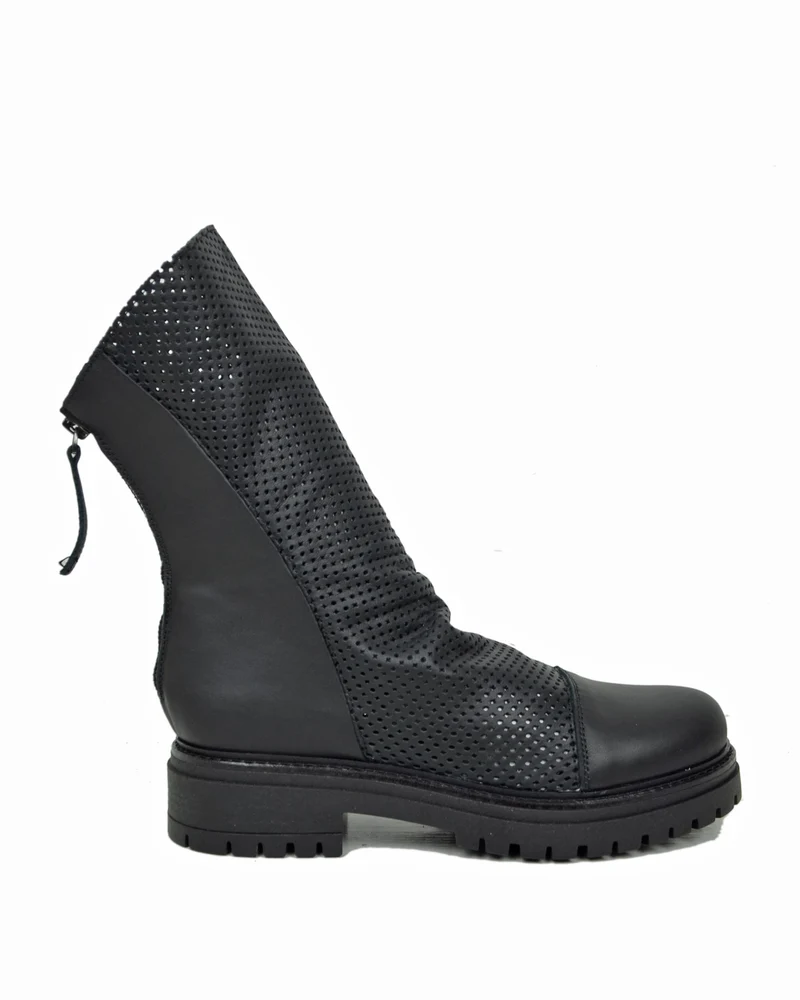 Biker Traforati Estivi Zip Dietro Stretti alla Caviglia Pelle Neri