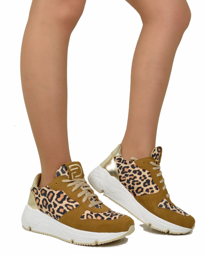 Sneakers DIVINE FOLLIE Maculate Primavera Estate Leopardate Zeppa