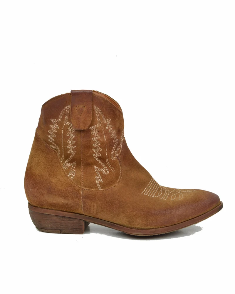 Texanini con fondo Gomma Pelle Scamosciata Cuoio Ricamo DIVINE FOLLIE