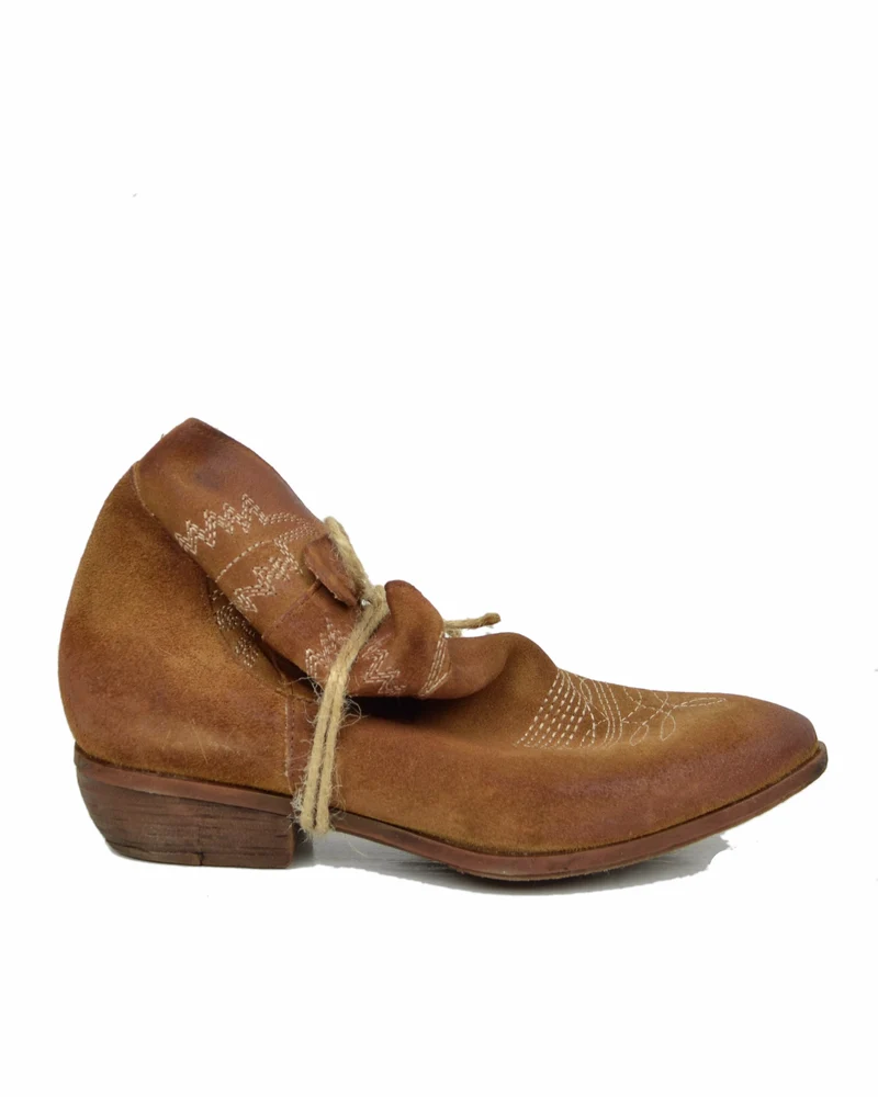 Texanini con fondo Gomma Pelle Scamosciata Cuoio Ricamo DIVINE FOLLIE
