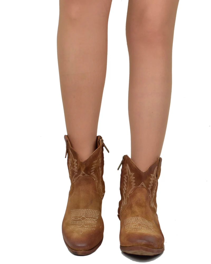Texanini con fondo Gomma Pelle Scamosciata Cuoio Ricamo DIVINE FOLLIE