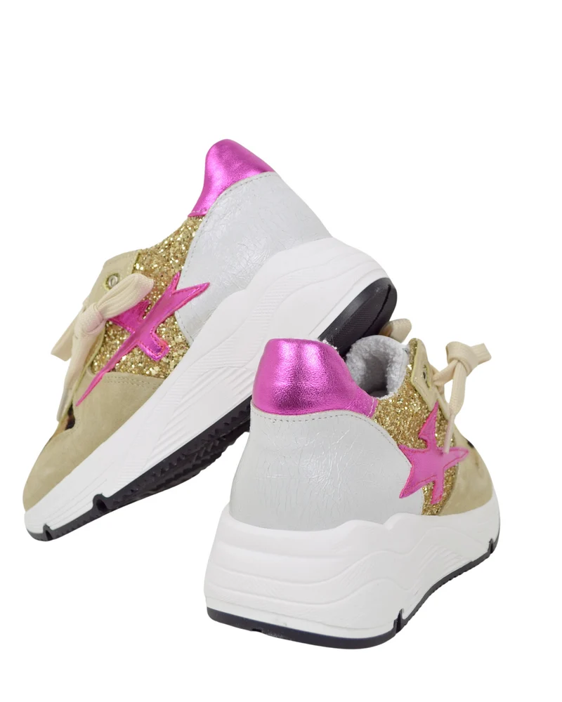 Sneakers DIVINE FOLLIE in Denim Primavera Estate Glitter e Leopardate Camoscio
