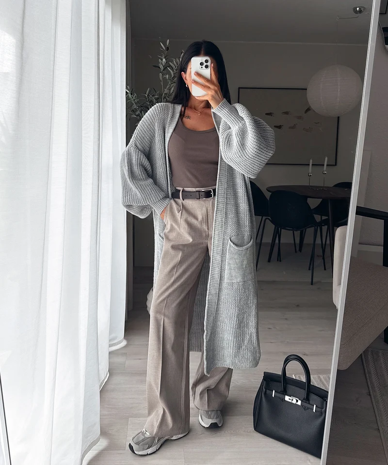 Cardigan Leilani lang Grau