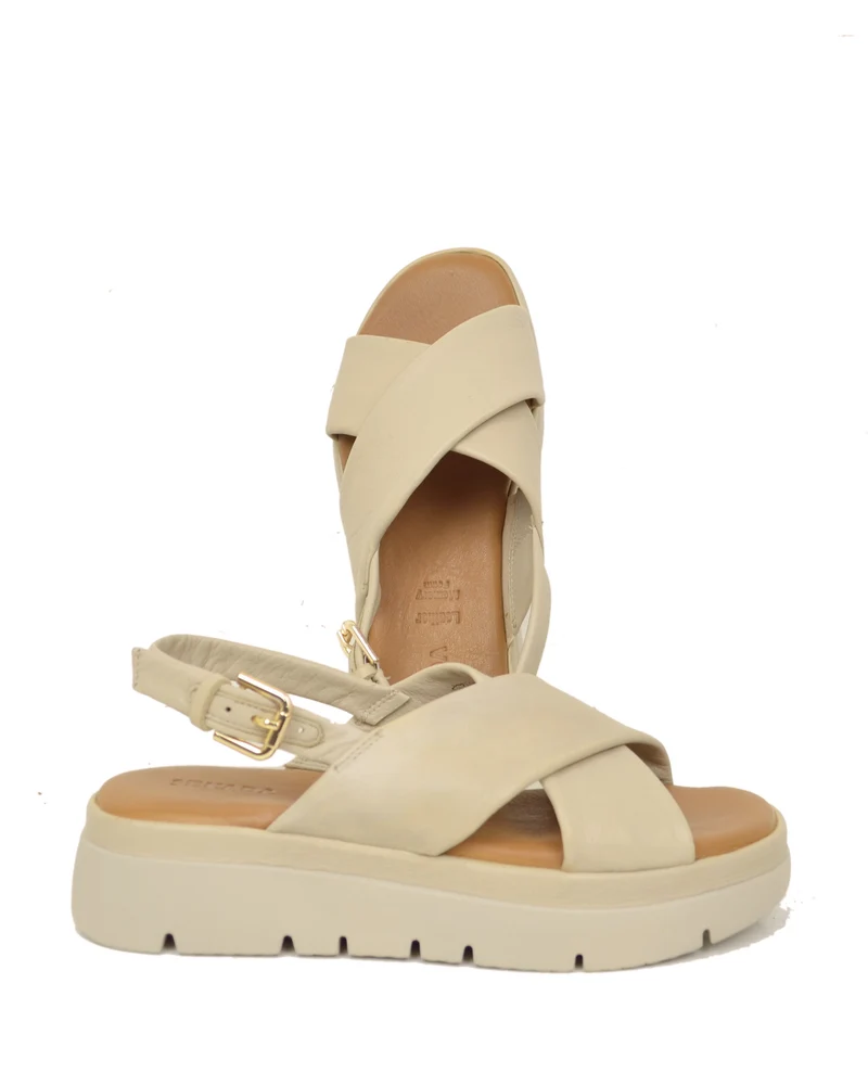 Sandali Donna Cipria con fasce incrociate e Suola in Memory Foam