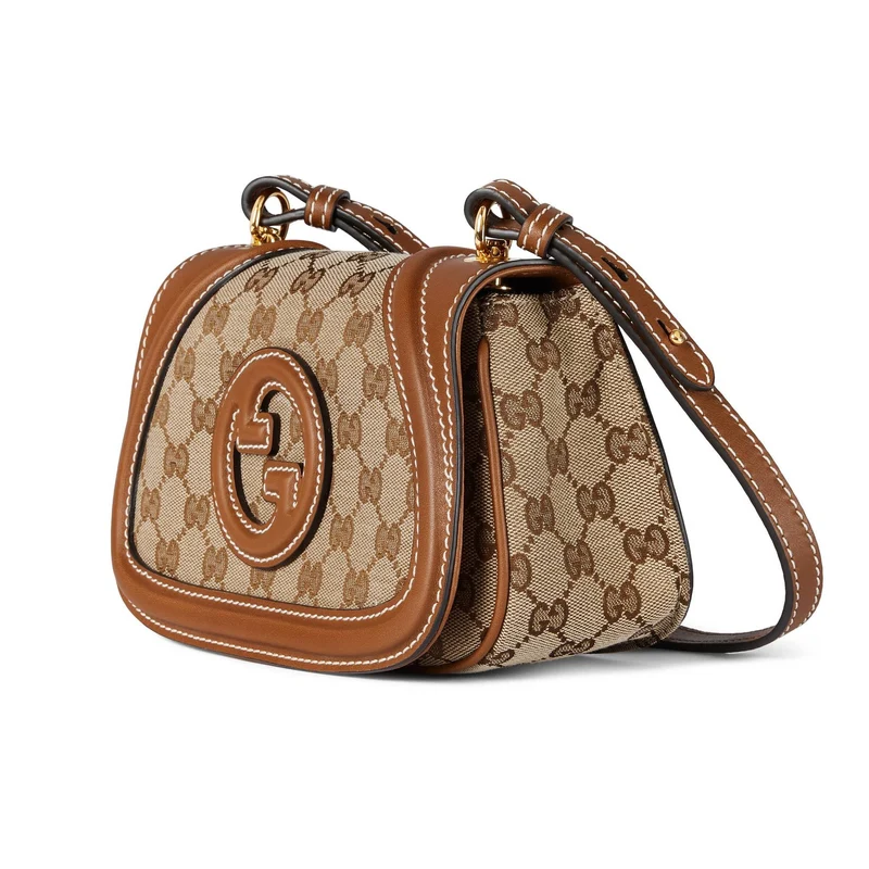 Gucci Schultertasche Damen Blondie Mini Beige/Dunkelbraun 815700-HAAKG-9755