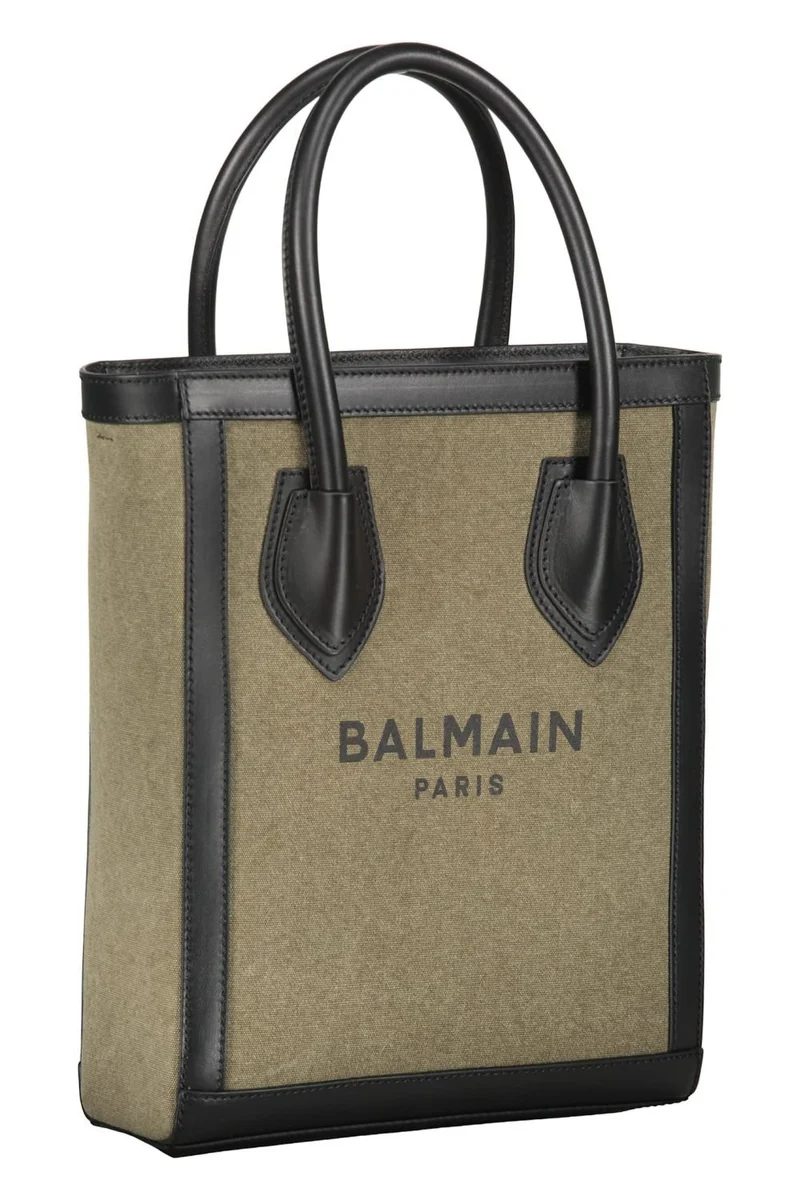 Balmain Tote Bag Damen Logo Grün FN6FB661TCPY_UBK