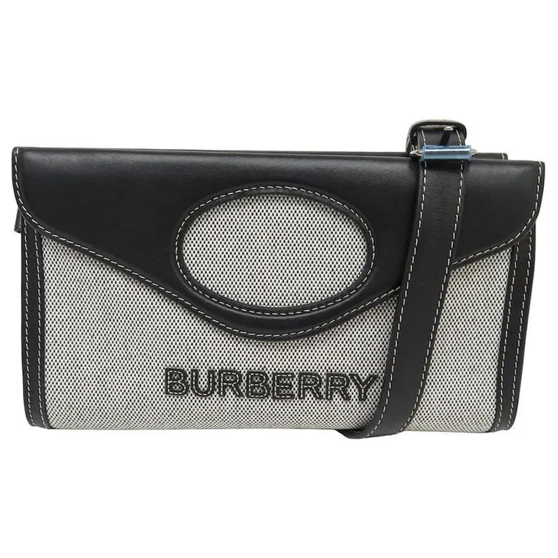Burberry Damen Handtasche 2WAY Horseferry Canvas Leder Schwarz Grau 8039506