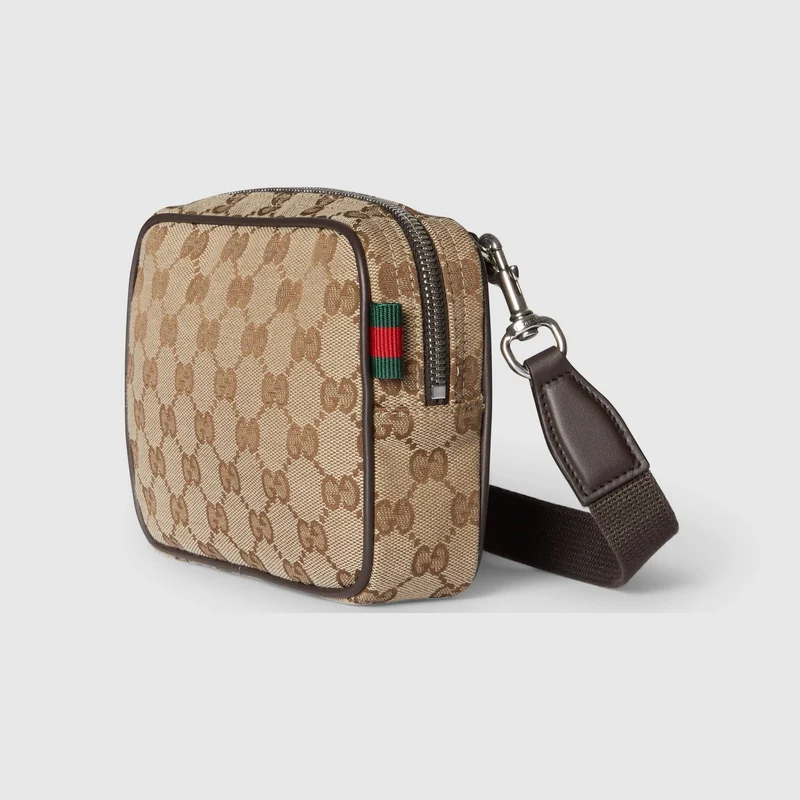 Gucci Herren Tasche Small Messenger Bag GG Monogramm Beige Braun 834268FAEON9750