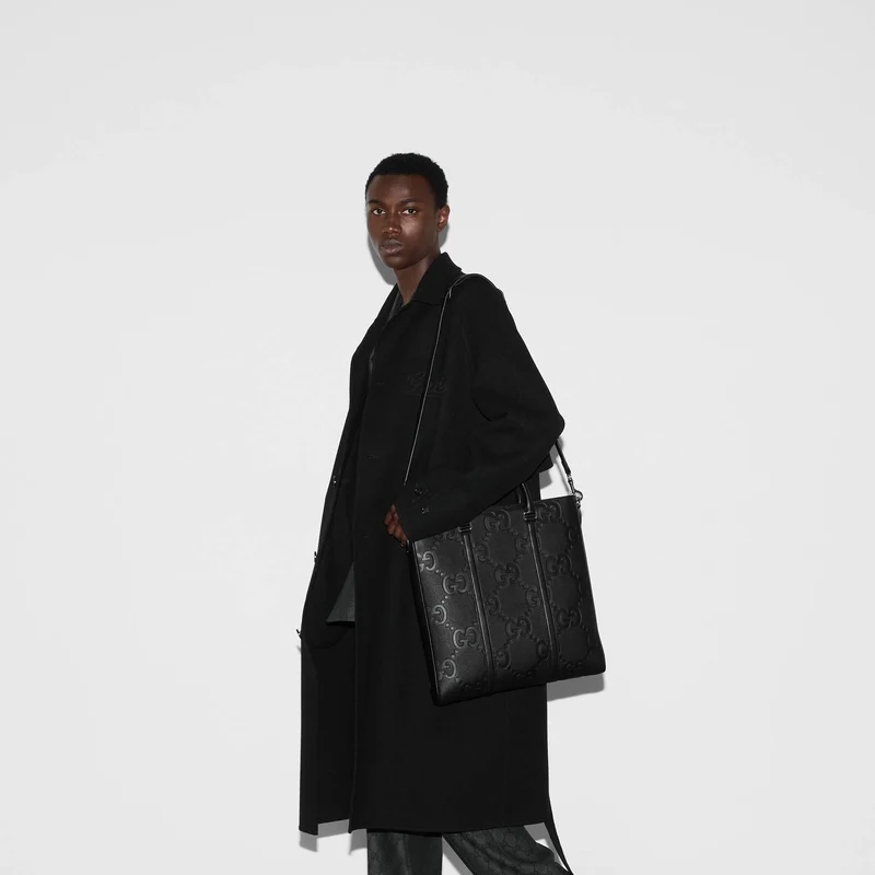 Gucci Tote Bag Herren Medium Jumbo GG Tote Bag Schwarz 792265AABY01000
