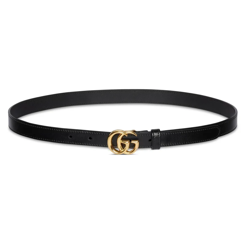 Gucci Gürtel Damen GG Marmont Thin Leather Belt Schwarz 409417 0YA0O 1000