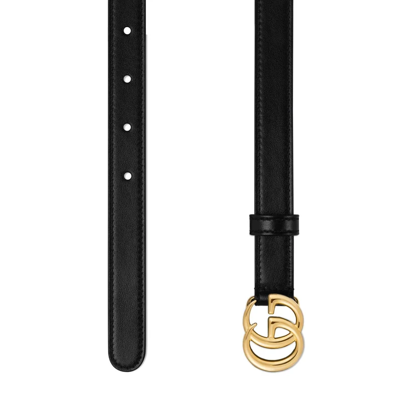 Gucci Gürtel Damen GG Marmont Thin Leather Belt Schwarz 409417 0YA0O 1000