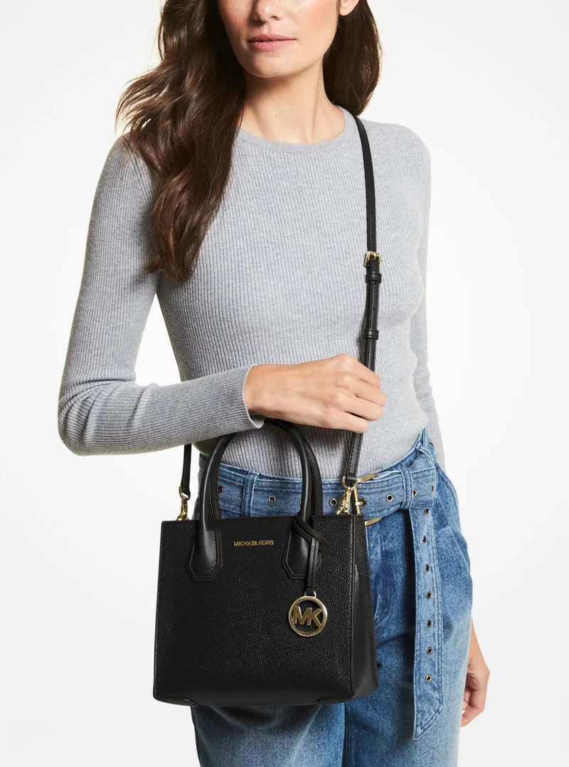 Michael Kors Crossbody Tasche Damen Mercer Medium Genarbtes Leder Schwarz 35S1GM9M2L