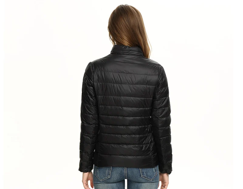 Damen Leichtgewicht Daunenjacke mit Reißverschluss und Stehkragen