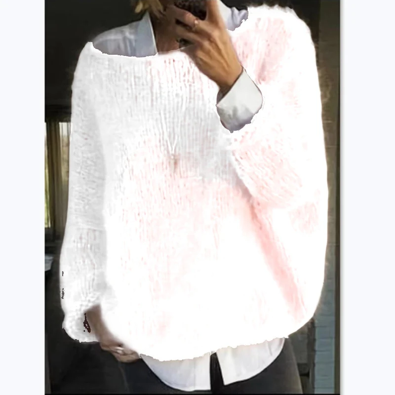 Damen Kuscheliger Oversized Pullover mit U-Boot-Ausschnitt