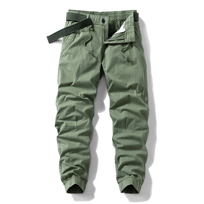Herren Atmungsaktive Outdoor-Cargohose im Joggerstil mit integriertem Stoffgürtel und ergonomischen Kniefalten Nord Taschen