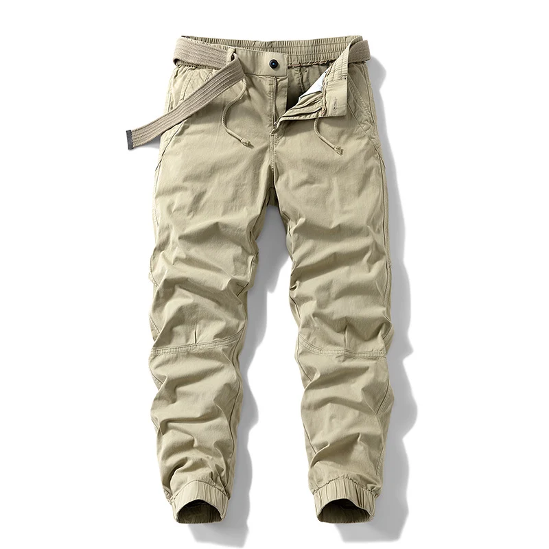 Herren Atmungsaktive Outdoor-Cargohose im Joggerstil mit integriertem Stoffgürtel und ergonomischen Kniefalten Nord Taschen