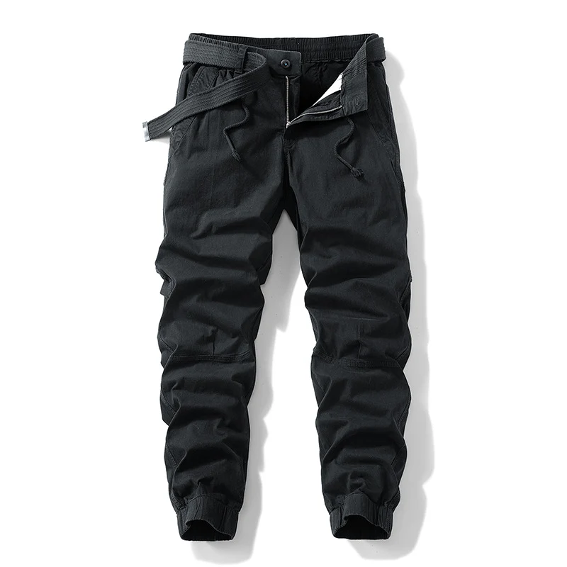 Herren Atmungsaktive Outdoor-Cargohose im Joggerstil mit integriertem Stoffgürtel und ergonomischen Kniefalten Nord Taschen