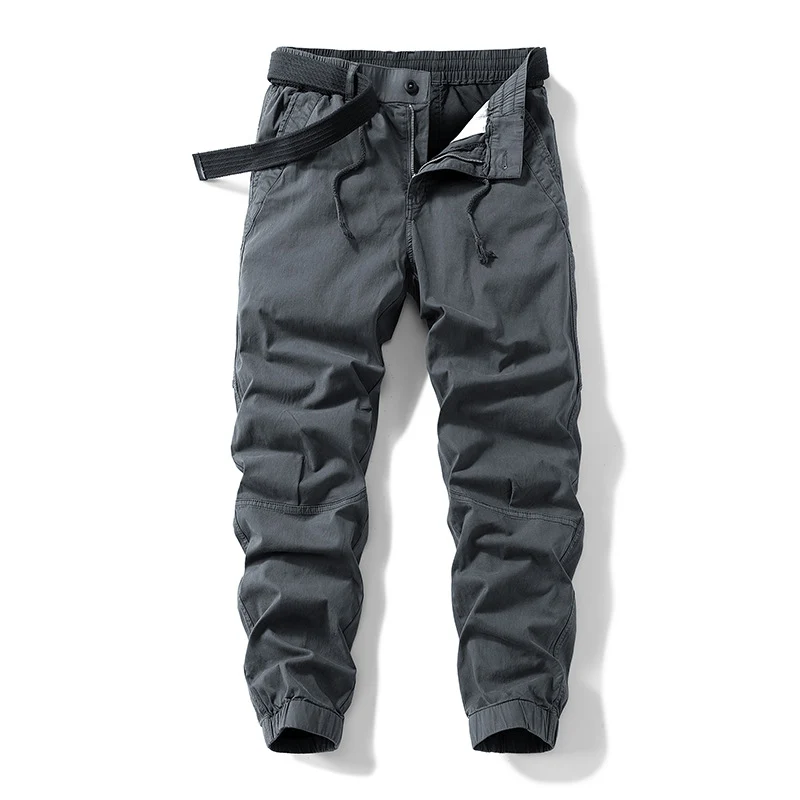 Herren Atmungsaktive Outdoor-Cargohose im Joggerstil mit integriertem Stoffgürtel und ergonomischen Kniefalten Nord Taschen