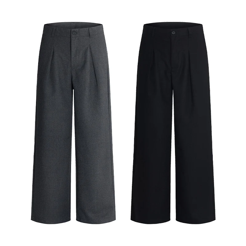 Herren Extraweite Woll‑Mix Anzughose mit Bügelfalte und hoher Taille Nord Taschen