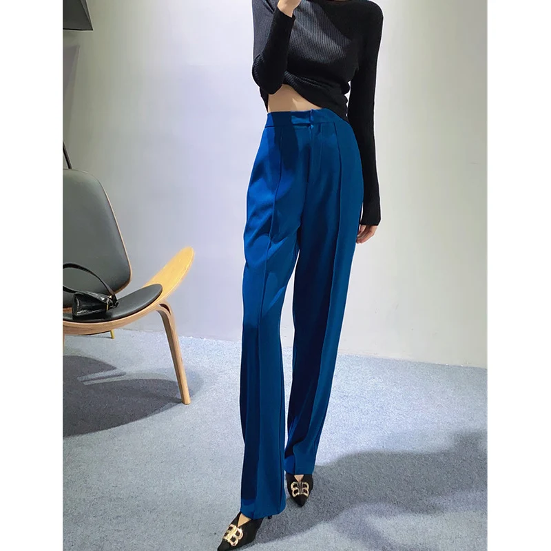 Damen Elegante und schicke Hochtaillierte Stoffhose Nord Taschen