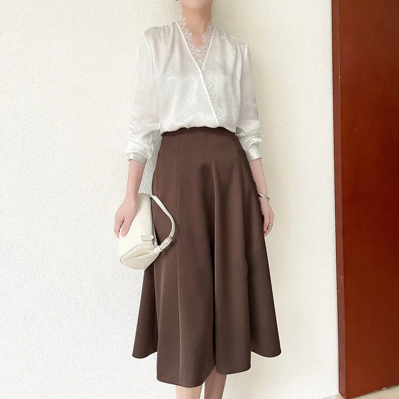 Damen Elegante und raffinierte Bluse mit Spitzenkragen Nord Taschen