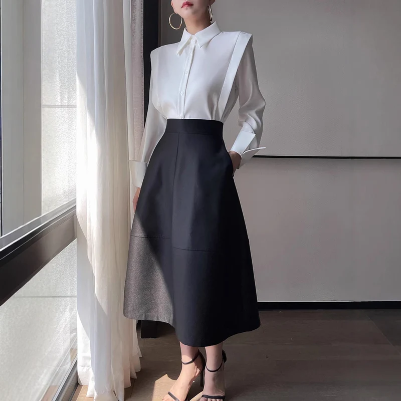 Damen Elegante und modische Bluse mit innovativen Schnitt Nord Taschen