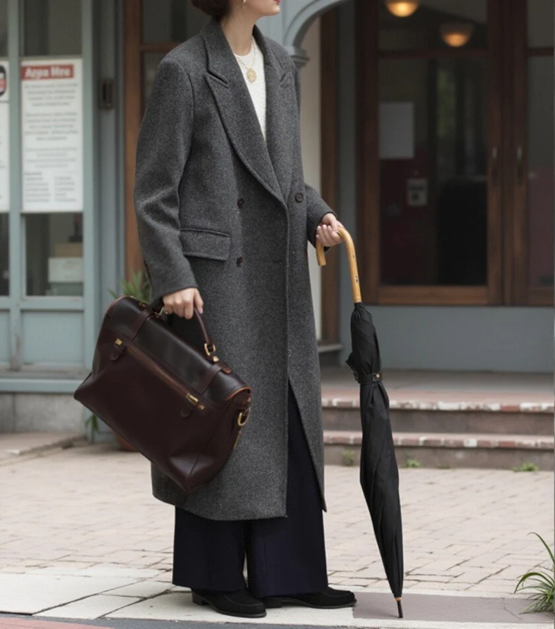 Damen Elegante und moderne Wool Trenchcoat Nord Taschen