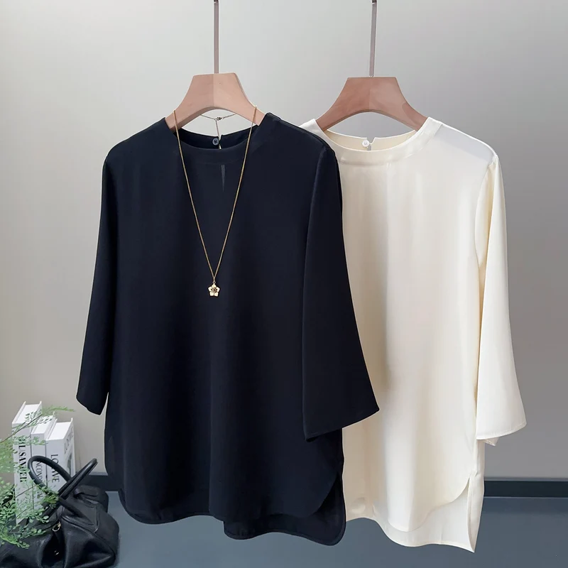 Damen Elegante und luftige Bluse mit drei Viertel-Ärmeln Nord Taschen