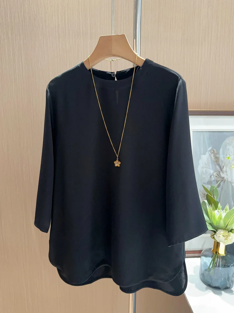 Damen Elegante und luftige Bluse mit drei Viertel-Ärmeln Nord Taschen