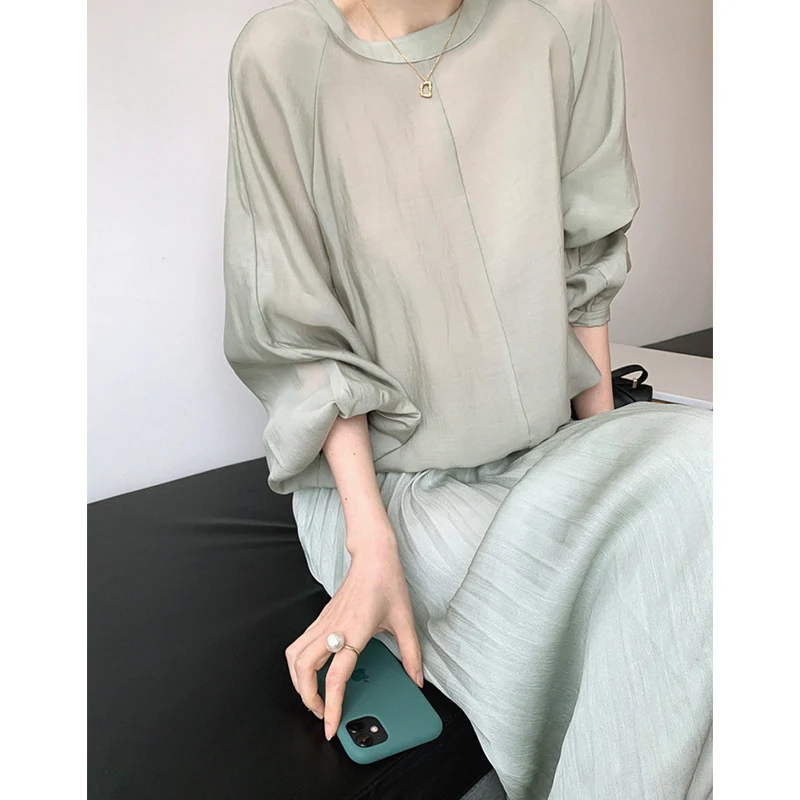 Damen Elegante und luftige Bluse mit ballonärmel Nord Taschen
