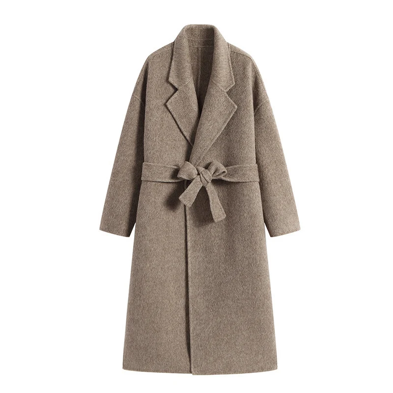 Damen Elegante und lässige Oversized-Wolljacke Nord Taschen