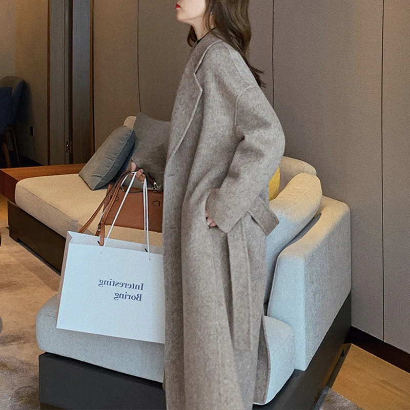 Damen Elegante und lässige Oversized-Wolljacke Nord Taschen