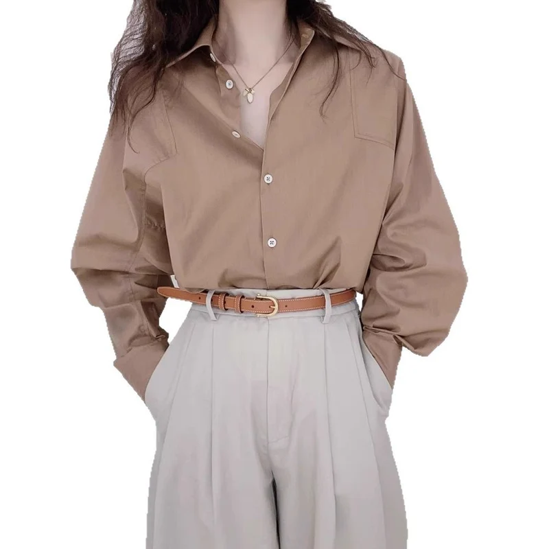 Damen Elegante und lässige Oversized Hemdbluse Nord Taschen