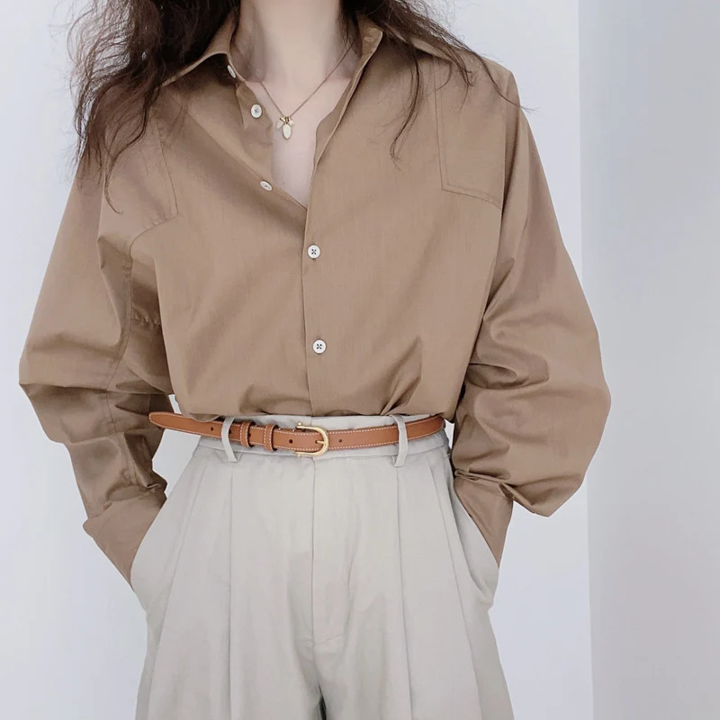 Damen Elegante und lässige Oversized Hemdbluse Nord Taschen