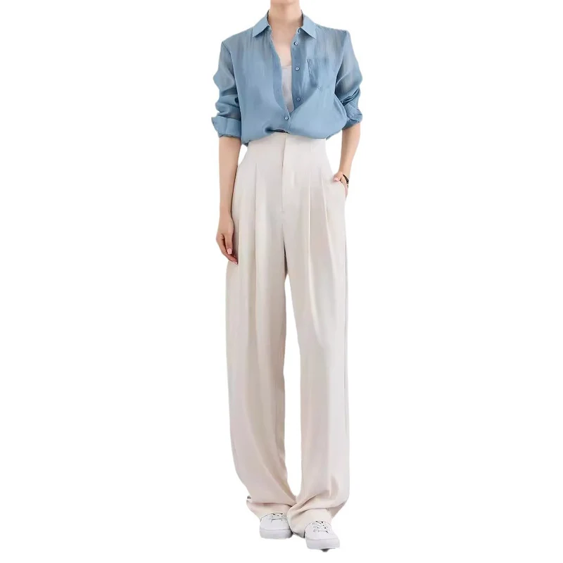 Damen Elegante und lässige High-Waist Stoffhose Nord Taschen
