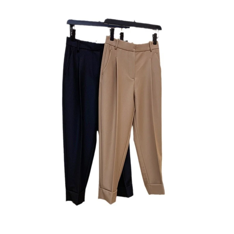 Damen Elegante und hoch taillierte Stoffhose mit breitem Bein Nord Taschen