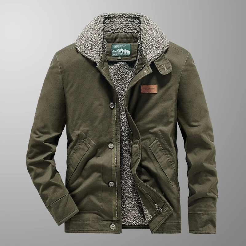 Herren Canvas-Workerjacke mit Sherpa-Innenfutter, Reiß- und Druckknopfverschluss Nord Taschen