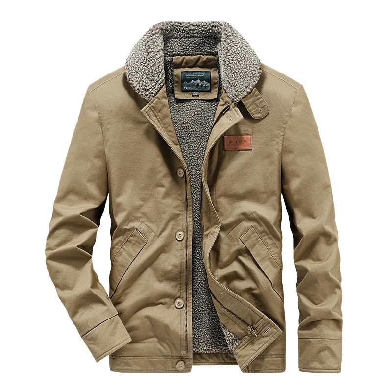 Herren Canvas-Workerjacke mit Sherpa-Innenfutter, Reiß- und Druckknopfverschluss Nord Taschen