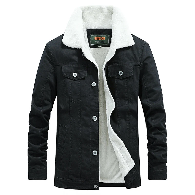 Herren Canvas-Truckerjacke mit wärmender Teddyfleece-Innenfütterung und klassischem Hemdkragen Nord Taschen