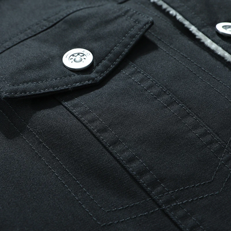 Herren Canvas-Truckerjacke mit wärmender Teddyfleece-Innenfütterung und klassischem Hemdkragen Nord Taschen