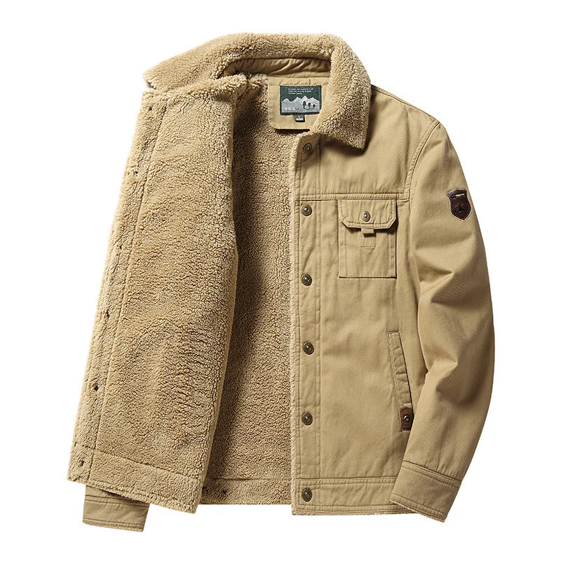 Herren Canvas-Trucker-Overshirt mit durchgehendem Teddyfleece-Innenfutter und Hemdkragen Nord Taschen